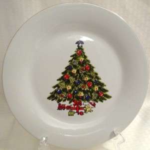 Century China SALAD PLATE Christmas Tree Gold Rim EUC  