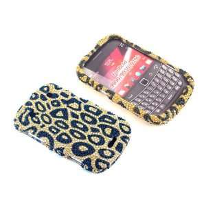 Smile Case Gold Leopard Cheetah Bling Rhinestone Crystal Jeweled Snap 