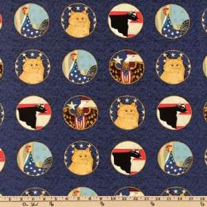  44 Wide Patriotic Circles Dark Blue Fabric By The Yard 