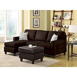 Sectional Sofa Couch with Chaise Chocolate Brown Microfiber NEW  