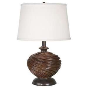    Contemporary Swirl Faux Rattan Accent Table Lamp