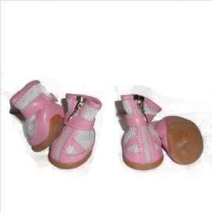  Mesh Spring Dog Shoes   Candy Wrapper in White and Pink 