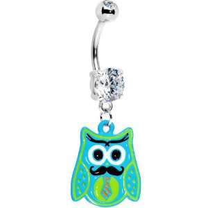  Double Gem Tie and Mustache Owl Belly Ring: Jewelry