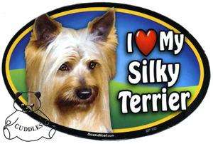 Love My Silky Terrier Dog Car Scandical Magnet Heart Silk Puppy 