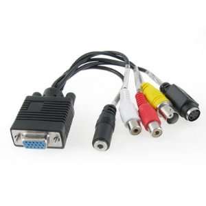   Female VGA to Female S Video BNC 3 RCA Adapter TV Cable Electronics