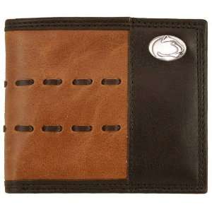 Penn State Nittany Lions Brown Leather Lacing Passcase Billfold Wallet