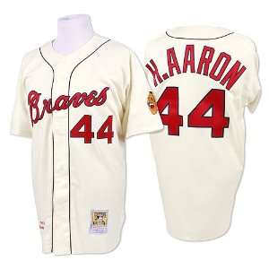   1963 Hank Aaron Home Jersey by Mitchell & Ness: Sports & Outdoors