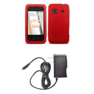   Red Silicone Soft Skin Case Cover + Atom LED Keychain Light + Wall