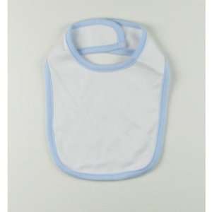  Infant Baby Velcro Bib   White w/ Blue Trim Case Pack 6 