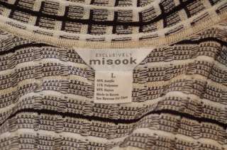 Exclusively Misook Button Front Cardigan Metallic L Black White Ivory 