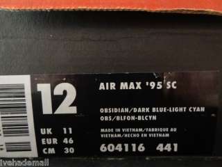 Nike Air Max 95 SC Sz 12 Obsidian Dark Blue Light Cyan 1999 604116 441 