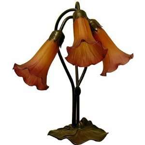 3 Way Lily Amber Table Lamp in Bronze