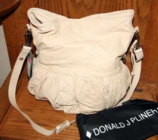 Donald Pliner SHIMA Beige Calfskin Leather BUCKET BAG Convertible 