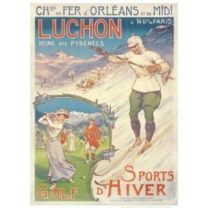    Luchon   Reine des Pyrenees (Vintage Ski Poster): Home & Kitchen