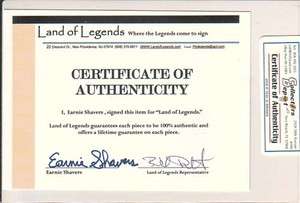EARNIE SHAVERS Pro Boxer Signed Certificate COA  