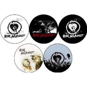 Set of 5 RISE AGAINST Pinback Buttons 1.25 Pins / Badges 