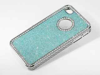 Glitter Diamond Bling Case Cover W/Chrome For iPhone 4 4S & Protector 