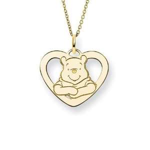 Gold Vermeil Winnie The Pooh Heart Pendant   Officially Licensed Diney 