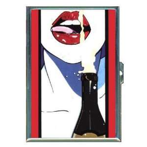 Sexy Woman Drinks Champagne ID Holder, Cigarette Case or Wallet: MADE 