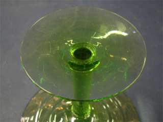 Fine Heisey Charter Oak Pattern Green Glass Compote