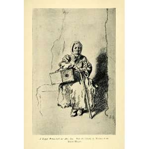  1895 Print Jean Antoine Watteau Art Beggar Woman Alsm Box 