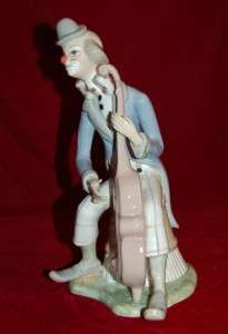 TENGRA CLOWN WITH CONTRABASS LARGE 13 CUTE PORCELAIN FIGURINE MADE 