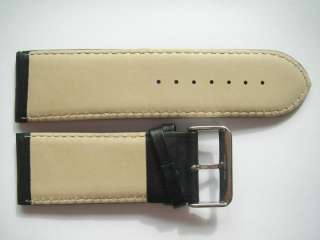   LUG SIZE Black plain white stitched leather watch band 30 mm  