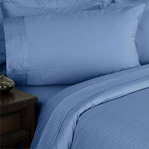   Certified Egyptian Cotton Pillowcase Set, 1000 TC, Stripe Medium Blue