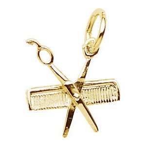  Rembrandt Charms Comb & Scissors Charm, Gold Plated Silver 