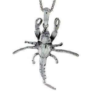 925 Sterling Silver Lobster Pendant (w/ 18 Silver Chain), 1 3/16 inch 