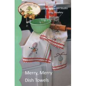  Crabapple Hill Merry Merry Dish Towels Ptrn Arts, Crafts 