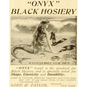  1898 Ad Lord Taylor Black Onyx Hosiery Sock Mermaid 
