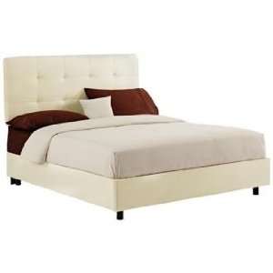  White Microsuede Tufted Bed (Twin)