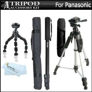  Triple Tripod Accessory Bundle Kit For Panasonic Lumix DMC ZS15 