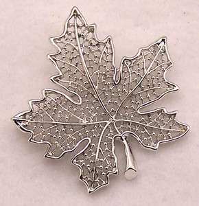 Sarah Coventry Silver Tone Maple Leaf Pin  