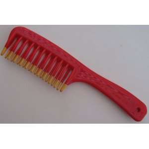  Red Wavy Wide Tooth Teasing Hair Comb with Yellow Tips   6 