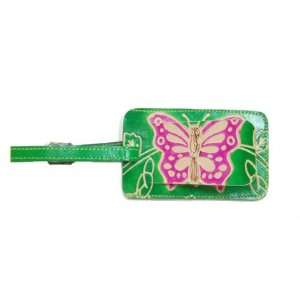  Fair Trade Cruelty Free Leather Luggage Tag   Butterfly 