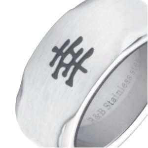 Unique Chinese Good Luck Symbol Stainless Steel Ring 10mm Band   Free 