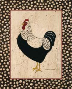 Whiteback Chicken Warren Kimble American Folk Art  