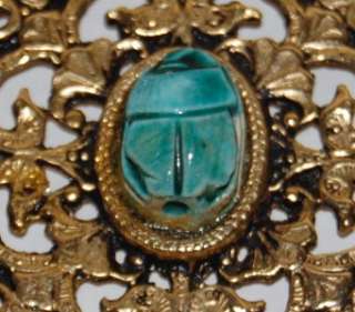 Vintage Blue Scarab Beetle Pendant Necklace   Very Old  