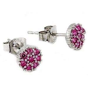   Sapphire Flower Stud Earrings (Nickel Free): SeaofDiamonds: Jewelry