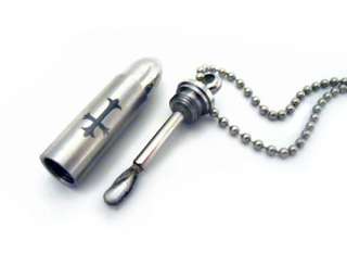 Stash Stainless Steel Snuff Bullet Pendant Necklace  