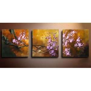  Asian Zen Oil Painting Hand Painted Wall Art 3 Piece: Home 