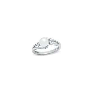  ZALES Cultured Freshwater Pearl and White Sapphire Ring in 