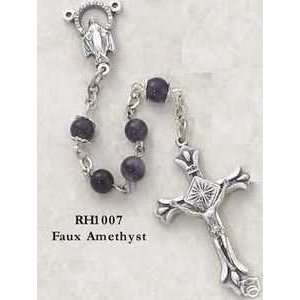    Silver Plated Amethyst Purple Lilac Rosary Prayer Beads: Jewelry