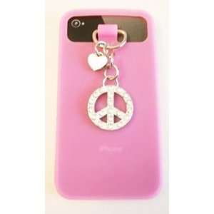  Silicone iPhone 4G & Charm with Swarovski   Pink Cell 