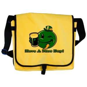 Messenger Bag Irish Have a Nice Day Smiley Face Beer St Patricks Day 