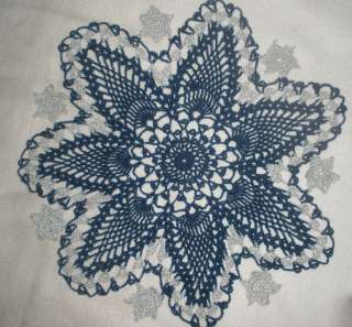 Star of David Blue / Silver Hand Crochet Hanukkah Doily  