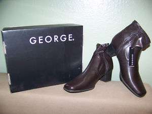Womens Faux Leather Ankle Boots by George Dark Brown  