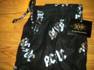 NWT Mens AC/DC Metallic Logo Black Fleece Pajama Sleep LOUNGE PANTS 